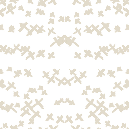 Cross pattern. White ivory geometric seamless texture. Hipster fashion design print. Mimimalistic graphic repeating tile. Ink hand drawn geometry background. Stylish abstract linear ornament.のイラスト素材