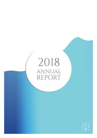 Blue cover design template. Notebook creative layout. Background for corporate annual report, poster, magazine first page. Minimal leaflet, business flyer. Promotion concept card. Flat geometric coverのイラスト素材