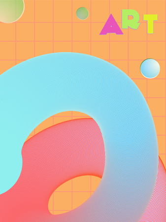 Music cover in blue, violet, pink, green colors. Rock concert flyer. Minimal tech brochure. Gradient layout. Geometric audio cover. Media party ads. Vintage wave template.のイラスト素材