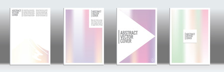 Holographic cover set. Minimal flyer on light background.  Fluid poster design.  Brochure template design. Holographic backdrop. Stylish vector cover design.  Abstract gradient vintage texture.のイラスト素材