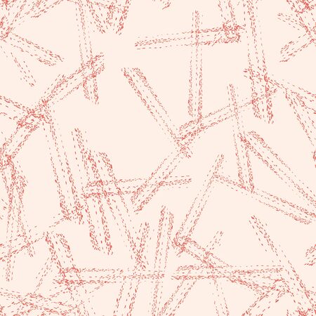 Crimson Red and White Vector seamless check pattern. Allover pattern. Ink grunge grid. Hand drawn seamless check pattern. Graphic background with ethnic tartan. Seamless check pattern background.のイラスト素材