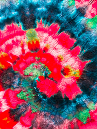 Red and Indigo Psychedelic Swirl Textile. Tie Dye Spiral Background. Hippie Batic. Vibrant Haight San Francisco Swatch. Freedom tiedye Swirl. Boho Dyed Clothes. Reggae Watercolor Effect.の写真素材