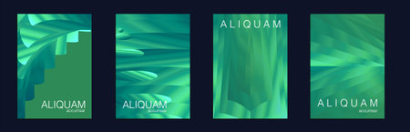 Green and Aqua Menthe Metallic Vintage Paper Gradient Texture. Light Stylish Luxury Flyer. Geometric Liquid Texture. Business Background. Fluid Minimal Designs. Abstract Vector Template.のイラスト素材