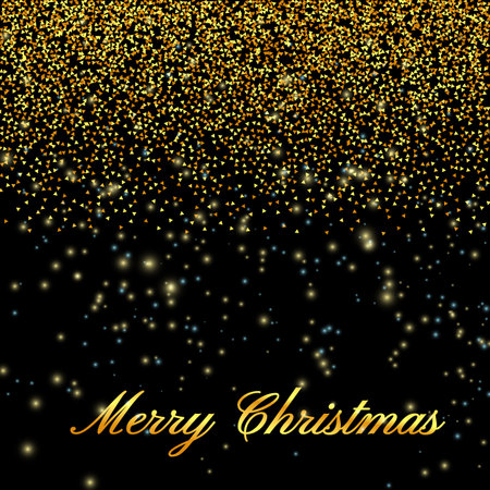 2021 New Year. Shiny Party Background. Xmas present. Bright decoration. Holiday Greeting Card. Glitter Gold Confetti. Isolated Vector. Falling Confetti. Xmas celebration. 2021 Merry Christmas Banner.のイラスト素材