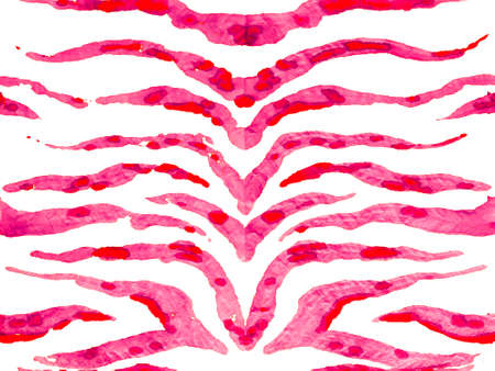 Geometric Animal Texture. African Pattern. Stripes Seamless Pattern. Zebra Skin Print. Animal Camouflage Background. Watercolor Camouflage Design. Abstract Safari Tile. Crimson redの写真素材
