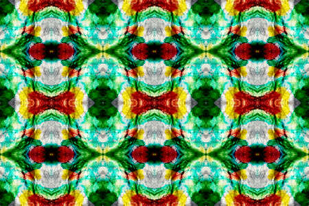 Chevron Geometric Swimwear Pattern. Kilim Rug Random Texture. Watercolor Ethnic Design. Paintbrush Aztec Background.の写真素材