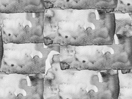 Watercolor Seamless Pattern. Abstract Texture Background. Monochrome and Greyscale Psychedelic Paper. Vintage Texture Illustration. Geometric Watercolor Fabric Design. Fluid Seamless Tile.の写真素材