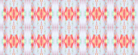 Blue, Gray, Red Pastel Fun Rectangle Ikat Rapport. Ethnic Seamless Pattern. Watercolor Ethnic...