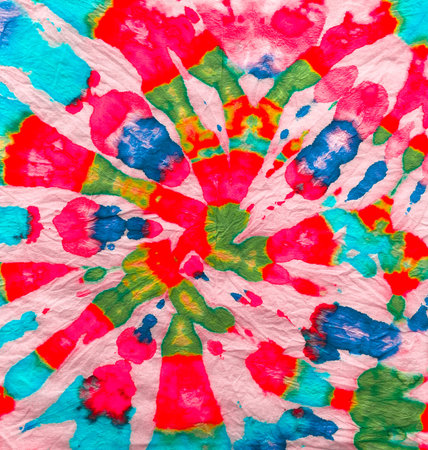 Red and Indigo Freedom tiedye Swirl. Boho Dyed Clothes. Reggae Watercolor Effect. Psychedelic Swirl...