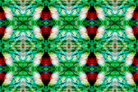 Paintbrush Aztec Background. Green, Red, Gray Pastel Fun Rectangle Ikat Rapport. Ethnic Seamless Pattern. Kilim Rug Random Texture. Watercolor Ethnic Design. Chevron Geometric Swimwear Pattern.の写真素材