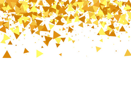 Gold Confetti on Red. Isolated Golden Dust Particles. Fluid Birthday Card. Random Bridal Backdrop. Vector Round Bokeh. Abstract Iridescent Background. Foil Border. Geometric Anniversary Backdrop.のイラスト素材