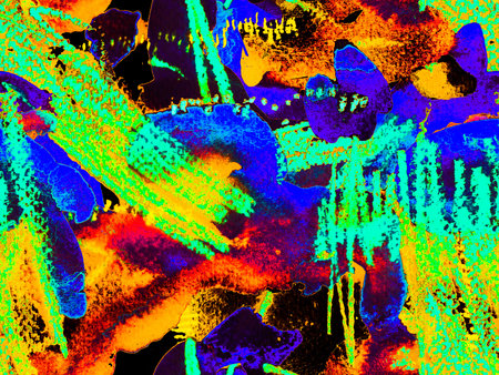 Fluid Seamless Tile. Psychedelic Paper. Watercolor Seamless Pattern. Abstract Texture Background. Vintage Texture Illustration. Geometric Watercolor Fabric Design. Green and redの写真素材