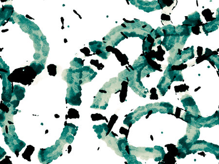 Snake Skin Print. Venom Dragon Imitation. Green and Aqua Menthe Elapidae Closeup Background. African Safari Leather Illustration. Aspid Seamless Pattern. Hand Drawn Aspid Pattern.の写真素材