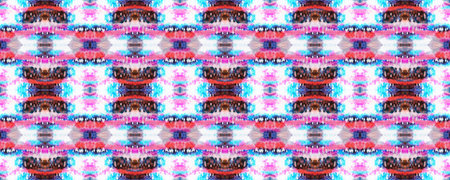 Tie Dye Abstract Texture. Red, White and Blue Organic Minimal Textile. Kimono Tile. Shibori Seamless Pattern. Watercolor Shoji Design. Batik Tie Dye Border. Watercolor Stencil Japan Background.の写真素材