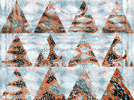 Vibrant Geometric Swimwear Pattern. Ethnic Seamless Pattern. Navy Blue and Indigo Watercolor Ethnic...