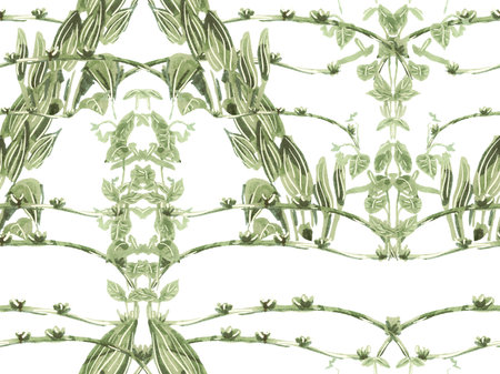 Simple Tropical Clean Seamless Pattern. Green and Teal Naive Doodle Jungle Design. Floral Creative...