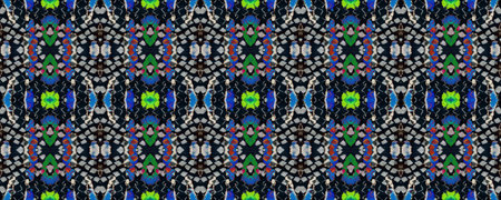 Vibrant Geometric Swimwear Pattern. Ethnic Seamless Pattern. Black, Blue, Green Snake Skin Random...