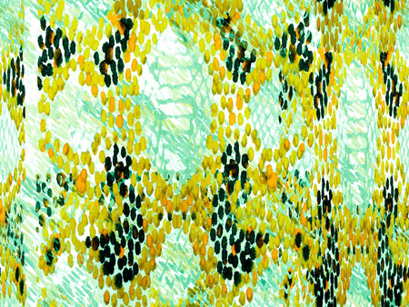 Green and Yellow Vibrant Geometric Swimwear Pattern. Ethnic Seamless Pattern. Snake Skin Random...