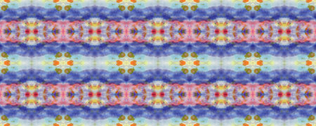 Watercolor Ethnic Design. Blue, Red, Green Pastel Fun Rectangle Ikat Rapport. Ethnic Seamless...