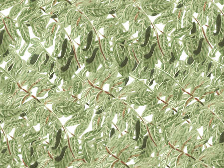 Simple Tropical Clean Seamless Pattern. Green and Teal Naive Doodle Jungle Design. Exotic Swimwear Foliage Background. Floral Creative Summer Print. Hand Drawn Hawaii Forest Illustration.の写真素材