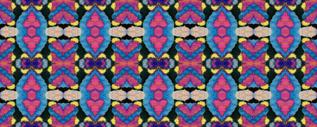 Geo Portugese Ikat Rapport. Watercolor Ethnic Design. Vibrant Geometric Swimwear Pattern. Ethnic...