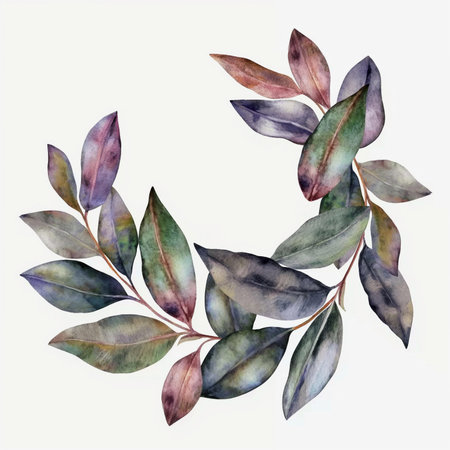 Eucalyptus branches with leaves. Watercolor illustration.の素材