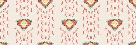 Rhombus Ikat Vector Pattern. Ogee Geometric Print. Watercolor Batik Seamless Design. Abstract Ethnic...