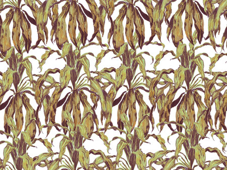 Simple Tropical Clean Seamless Pattern. Green and Teal Naive Doodle Jungle Design. Hand Drawn Forest Illustration. Floral Creative Summer Print. Exotic Foliage Background.の写真素材
