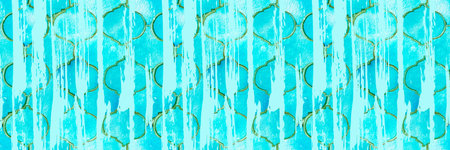 Quatrefoil Seamless Pattern for Header. Blue and Indigo Geometric Morrocan Tile. Lattice Marrakesh Watercolor Header. Damask Print. Rhombus Majolica Background. Barbed Watercolor Trellis.の写真素材