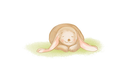 Illustration of a cute bunny on a white backgroundの写真素材