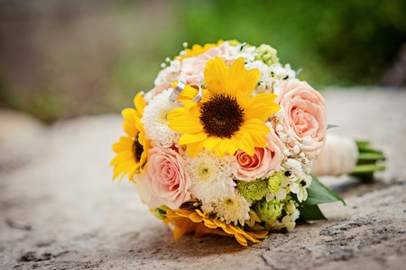Wedding bouquet from sunflowersの写真素材