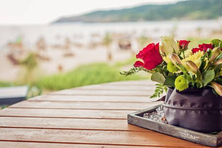 Beach Wedding Details in front of the seaの写真素材
