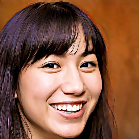 Cartoon-style portrait of person's face.の写真素材