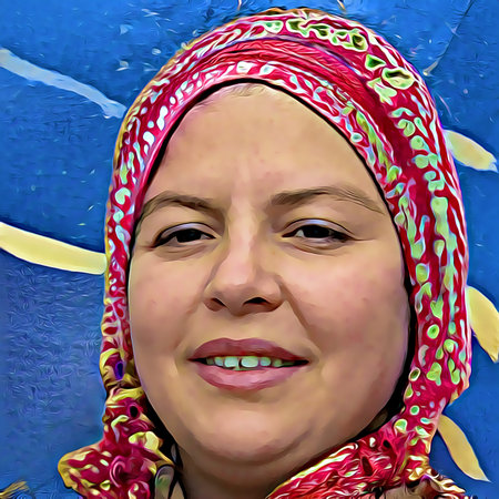 Cartoon-style portrait of person's face.の写真素材