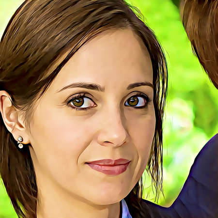 Cartoon-style portrait of person's face.の写真素材