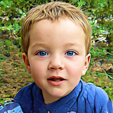 Cartoon-style portrait of person's face.の写真素材