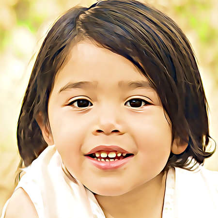 Cartoon-style portrait of person's face.の写真素材