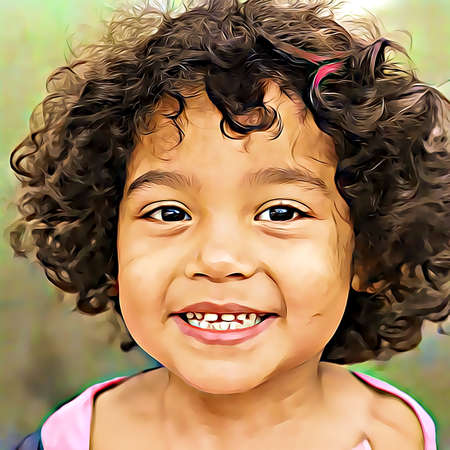 Cartoon-style portrait of person's face.の写真素材