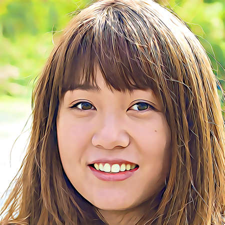 Cartoon-style portrait of person's face.の写真素材