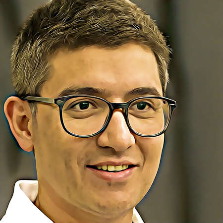 Cartoon-style portrait of person's face.の写真素材