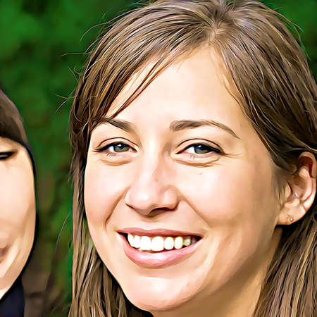 Cartoon-style portrait of person's face.の写真素材