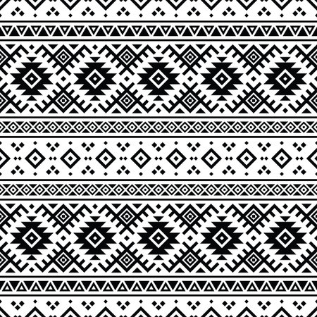 Tribal vector seamless Aztec pattern. Black and white. Abstract ethnic geometric art print design...