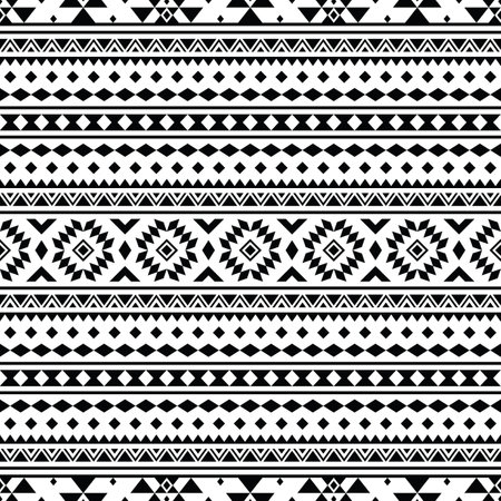 Navajo unique seamless ethnic pattern vector. Black and white. Abstract tribal geometric art print design for textile template, fabric, clothes, curtain, rug, ornament, background.のイラスト素材