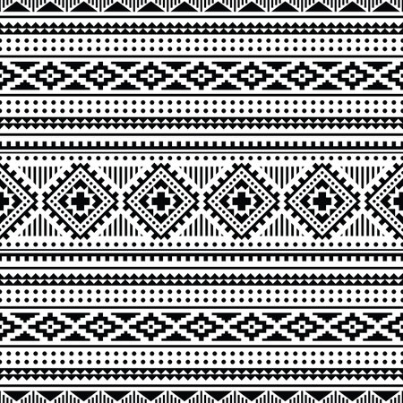 Seamless ethnic pattern vector design for fabric print. Geometric abstract art. Illustration of tribal template. Black and white colors.のイラスト素材