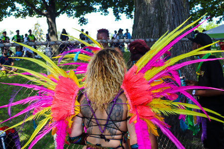 Toronto, Ontario/Canada - August 3 2019:  Dancer at the annual Caribbean Carnival (formerly called Caribana), a free public event celebrating Caribbean culture.のeditorial素材