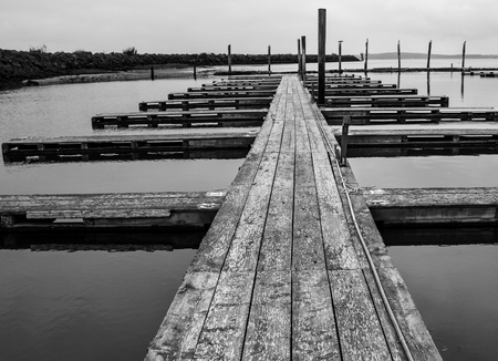 Harbor dock in black and whiteの写真素材