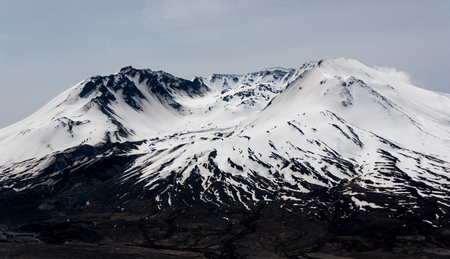 Mt. St. Helen's crater lava dome covered in snowの写真素材