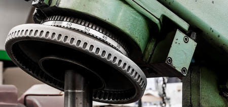 Vintage antique automotive machine shop power hone dial indicator with adjustment wheelの写真素材