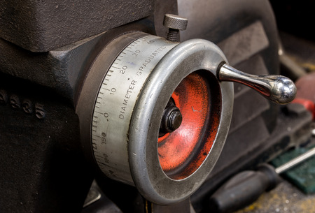Vintage antique automotive machine shop brake lathe incremental dial indicator knobの写真素材