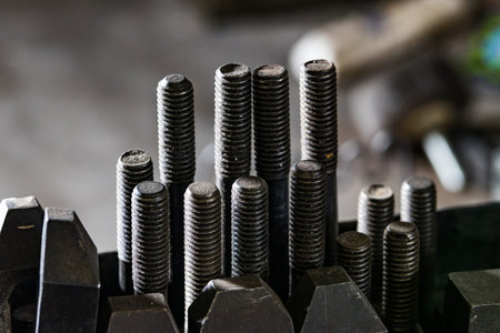 CNC table fixture mounting bolt set screws close up